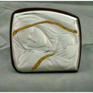  Madonna & Child Plaque (sleeping)   Silver Plated   3 x 2 