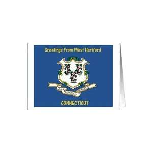 Connecticut   City of West Hartford   Flag   Souvenir Card Card