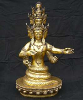 24 Tibetan Gilt Bronze Naga Kanya Snake Woman Statue  