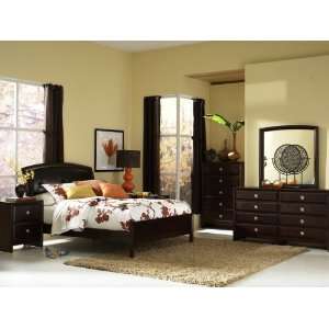 Casual Contemporary Merlot Low Profile Platform Bed with Button Tufted 