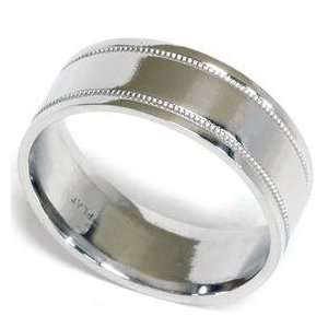 7MM High Polished Milgrain Wedding Ring Solid 950 Platinum Comfort Fit 