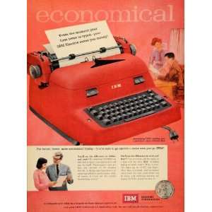  1958 Ad IBM Electric Typewriters Economical Fiesta Red 