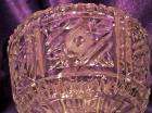 Vintage Cut Glass Compote Stars Probably Leaded  Rings 5 7/8 Bowl 