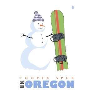  Cooper Spur, Oregon, Snowman with Snowboard Giclee Poster 