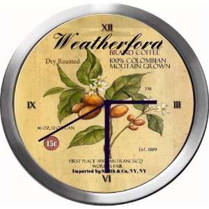  WEATHERFORD 14 Inch Coffee Metal Clock Quartz Movement 