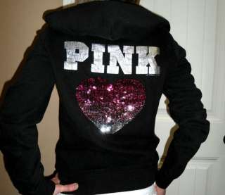 Victorias Secret PINK Bling Sequin Hoodie VS LOVE PINK Hoodie Sz S 