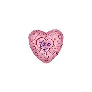   Love You Pink Swirls M79   Mylar Balloon Foil