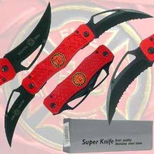  Dual Blade Spring Assisted knife w/ Fire Fighter medallion 