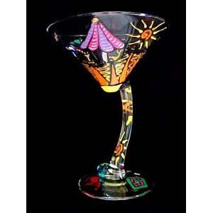  Beach Party Design   Hand Painted   Sexy Stem Martini 