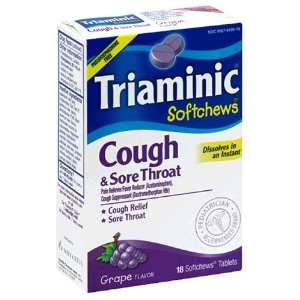   Cough & Sore Throat, Grape Flavor, Softchews Tablets, 18 tablets