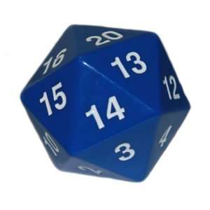    Jumbo Dice Blue/White Opaque 55mm d20 Countdown Die Toys & Games