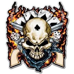  Skull Cowboy Ace of Spades Guns Lucky Car Bumper Sticker 