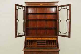 Mahogany secretaire bookcase with glazed upper section above fall 