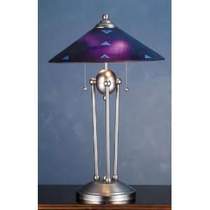  25H Deco Ball Plum Crazy Fused Glass Table Lamp
