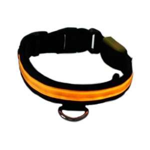  Adjustable LED Light Flat Collar for Pet Dog Yellow M Size 