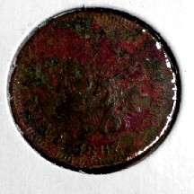   head cent 1867 grade fine detail problem environmental damage corroded
