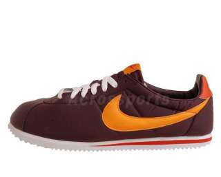 Nike Classic Cortez Light Nylon Burgundy Orange Mens Casual Run Shoes 
