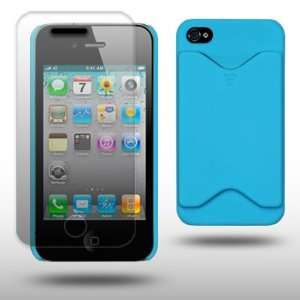  IPHONE 4 BLUE CARD STORAGE HOLDER CASE WITH SCREEN 
