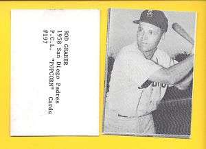 1957 PCL Popcorn #197 ROD GABER, San Diego Padres  