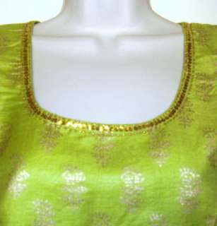 Ethnic Indian India Women Tunic Top Kurti Cotton Silk Green Gypsy Boho 