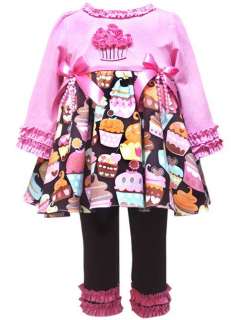 Rare Editions Baby Girls Rosette Cupcake Birthday Fall Dress Outfit 