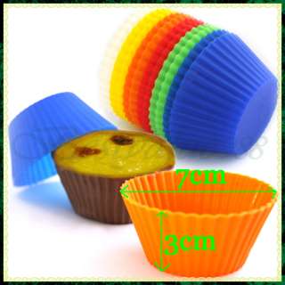 Lot 24pcs Silicone Round Cupcake Tart Muffin Mold Mould  