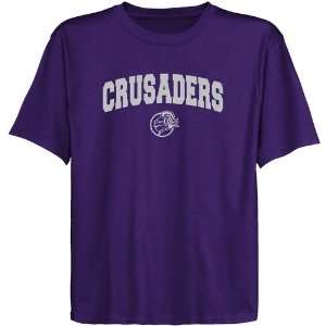  Holy Cross Crusaders Youth Purple Logo Arch T shirt 