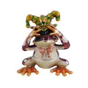  See No Evil Jester Frog Trinket Box Bejeweled