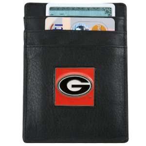  Georgia Bulldogs Black Leather Money Clip and Business 