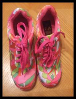 Crazy Pink Silky Tennis Shoe Pumps Womens SZ 9  