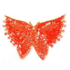  Large Grace Butterfly Applique By Shine Trim   Orange 