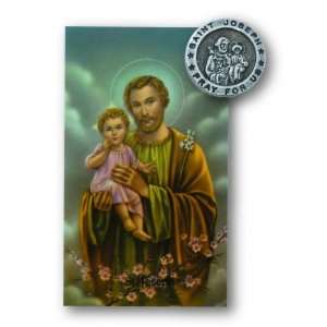  St Joseph Pin Prayer Card Set Lapel Pin Patron Saint Medal 