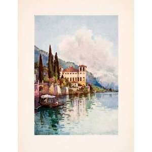 1908 Print Gravedona Como Lake Italy Coastal Landscape Boat Ella Du 