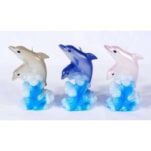 Handpainted Decorative Wax Art Candle Sculpture Figurine Twin Dolphin 