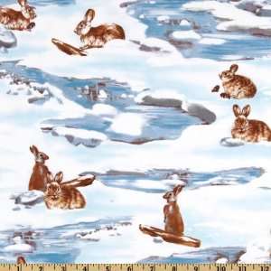  44 Wide Michael Miller Snow Bunny White/Slate Fabric By 