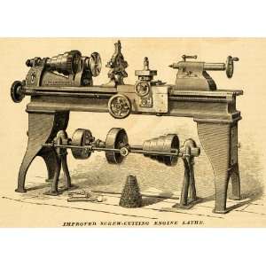  1879 Print Screw Cutting Engine Lathe Antique Machine 