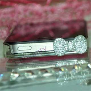 10pcs Bow Bling Crystal 3.5mm Earphone Ear Cap Dock Dust Plug iPhone 