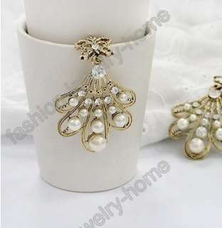   Lovely Pearl Dazzling Crystal Charming Earring Retro Style  