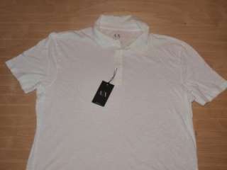 Armani Exchange Silk Trim Polo Shirt White NWT  