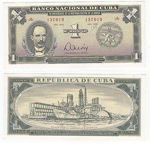 CUBA BANKNOTE 1 PESO PICK 106 1975 UNC  