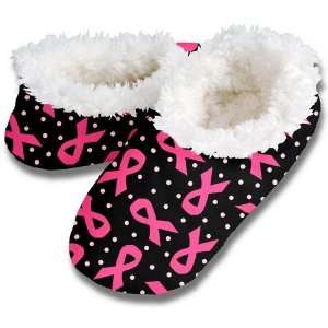  SNOOZIES PINK RIBBON BLACK FOOT COVERINGS   BREAST CANCER 
