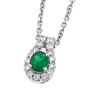    Green Emerald(.31ct) Pave Dmd(.19ct) Pendant on Chain Jewelry