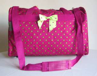 19Pink Duffel/Tote Bag Luggage Travel Green Polka Dots  