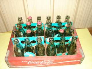 Vintage 1920s Coca Cola Bottles w/Wooden Crate  