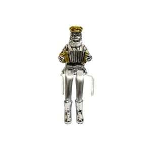 Polyresin Silver Sitting Hassidic Accordion Player Figurine with Cloth 