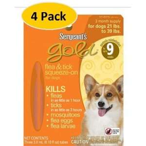Sargeants Gold Flea & Tick Squeeze on for Dogs 21 to 39 lbs; PACK OF 