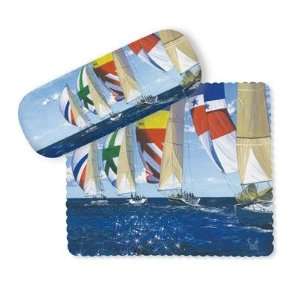  Afternoon Sail Spinnaker Sailboats Glasses Case and Lens 