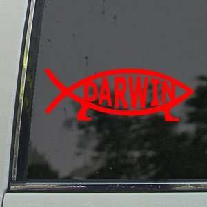 Darwin Fish Sign Red Decal Evolve Truck Window Red Sticker 