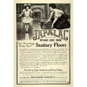  1909 Ad Glidden Varnish Jap A Lac Floor Sanitization Girl 