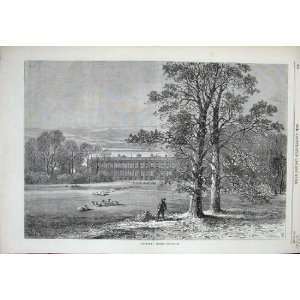  1869 Knowsley House Architecture Sheep Man Trees Art